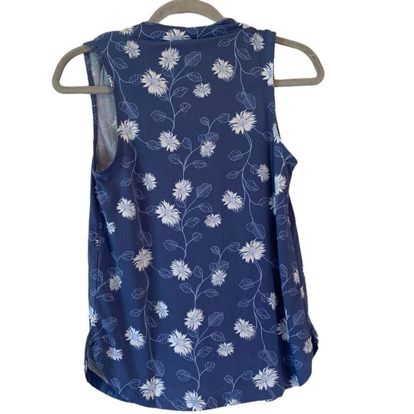 41 Hawthorn Blue Floral Slinky Sleeveless V-Neck Blouse Top Size XS Petite NWT - Picture 3 of 5